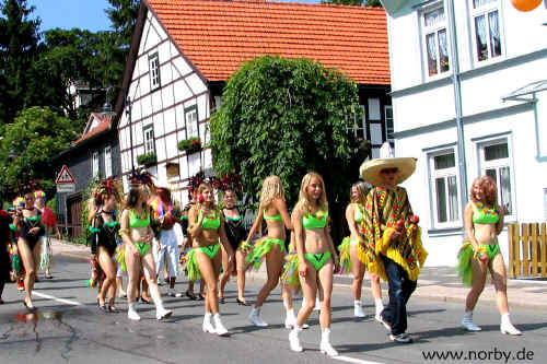 Umzug der geschm�ckten Betten